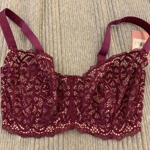 Lace unlined balconette bra. New with tags